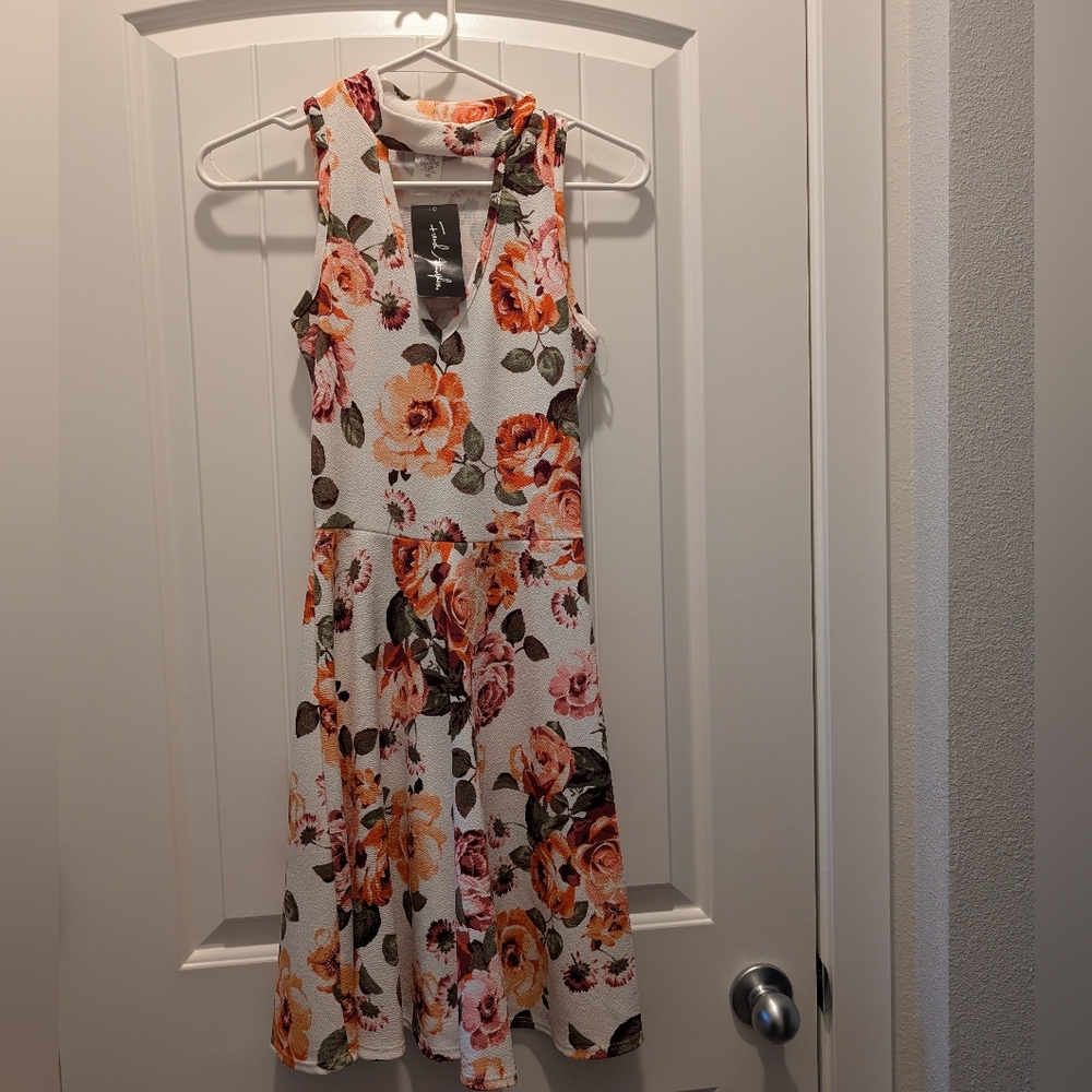 3 For $12 French Atmosphere Floral Midi Dress - Orange and Pink